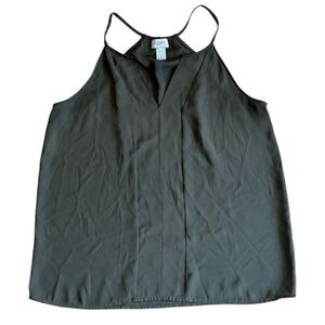 Loft Women's Olive Green V Neck Racerback Blouse Top Size Small